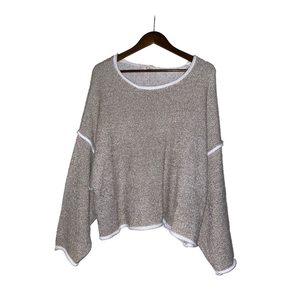 POL Women Chunky Cropped Oversize Slouchy‎ Loose Fit Sweatshirt Relax Pullover M - Picture 1 of 6